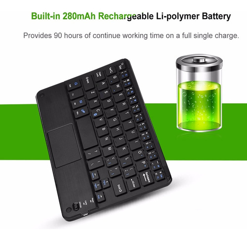 De Ultra-slim Mini Teclado Inalámbrico Bluetooth Con
