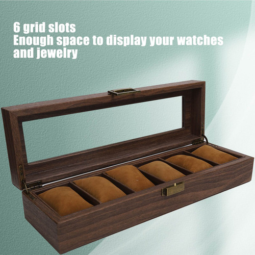 6 Rejillas De Reloj Caja De Visualización Portátil De Madera