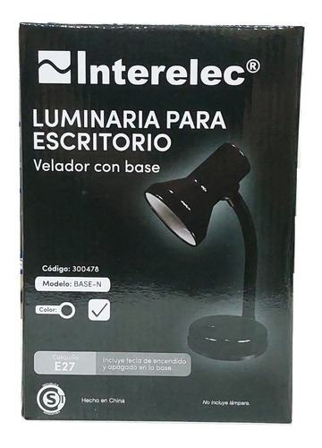 Imagen 2 de 3 de Velador De Mesa Con Base Interelec Gxh032 Zocalo E-27