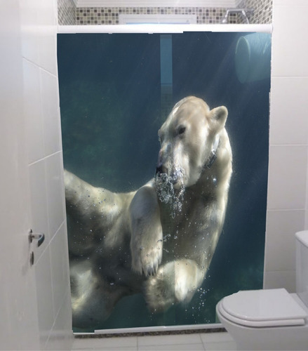 Adesivo Decorativo De Box Pelicula Segurança Banheiro Urso 
