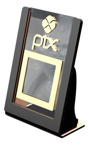 Porta Decoraset Display Placa Balcão De Pagamento Pix Via Qr Code Acrílico Cinza-escuro