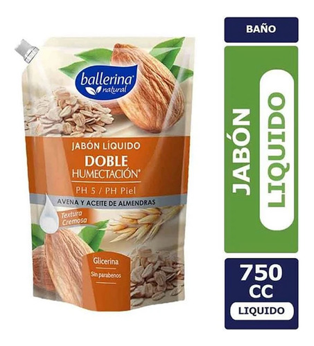 X2 Jabón Líquido Ballerina Natural 750 Ml Jabón Humectante