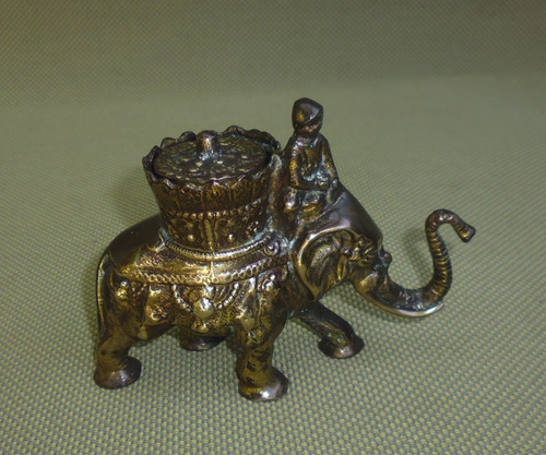 Elefante En Bronce - ( Canasto Y Conductor)