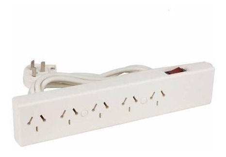 Zapatilla 5 Tomas 5mts De Cable C/llave Termica Marfil