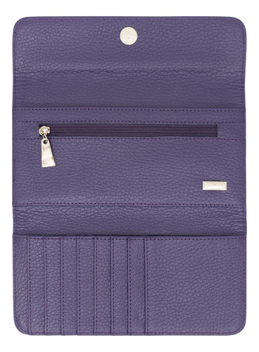 Cartera De Bolsillo Seda Pineda Covalin Diseño Quetzalcóatl Color Lila