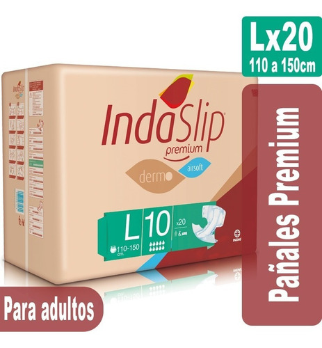 Indaslip Premium L X 20 Pañales Absorción 10+