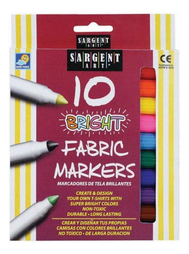 Sargent Art 22-1568 10-count Bright Fabric Markers