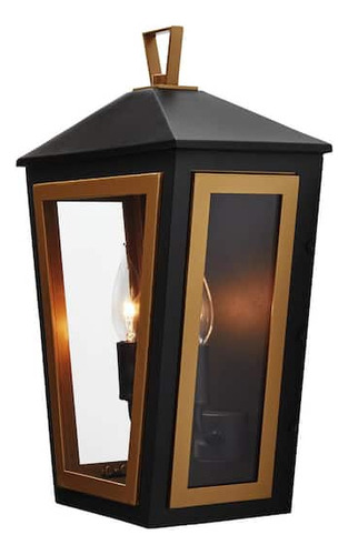 Lampara De Pared Para Exterior 16'' Aplique Farol 2 Luces Estructura Negro