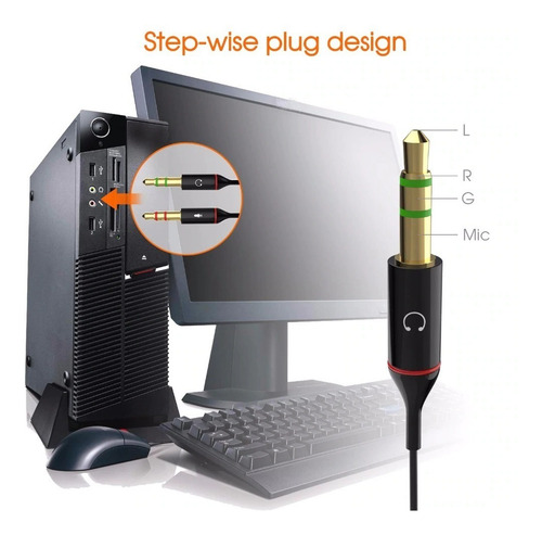 Cabo Adaptador P3 (p2 Combo) P/ Fone E Microfone Headset