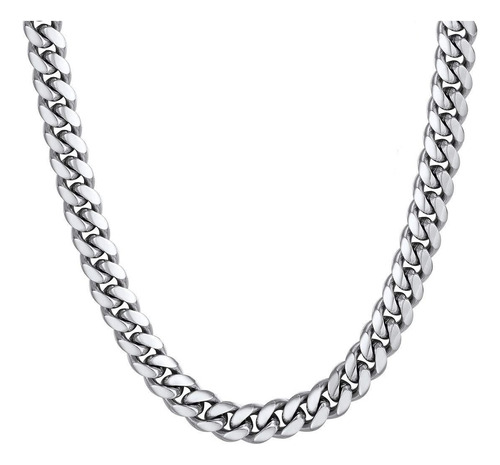 Collar Unisex Miami Cubano Cadena Pulido Acero Inox Plateado 6mm-60cm