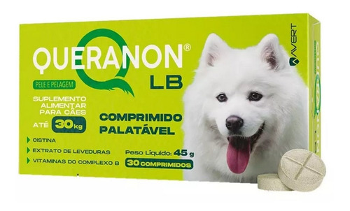 Avert Suplemento Alimentar Queranon Lb P/ Cães 30 Comp. 45g