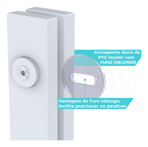 6 Coluna Torre Branca Blindex Inox 40 Cm 2 Furos