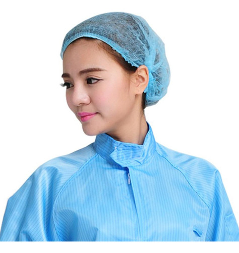 7 Protectoras Elásticas Para El Cabello 100x Nonwovens Azul