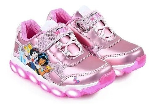 Imagen 1 de 6 de Zapatillas Footy Disney Princesas Glitter  Luz  Led Al Pisar