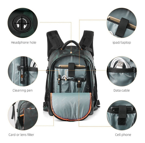 Imagen 4 de 10 de Mochila Fotográfica Viaje Kf13.119 K&f Concept Laptop Tienda