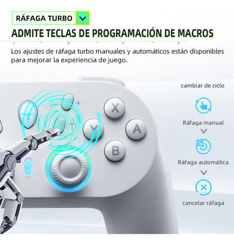 Control Joystick Inalámbrico Thunderobot G45 Pro Blanco Para Nintendo Switch Controles Bluetooth Android Gamepad De Pc Gamer Blanco
