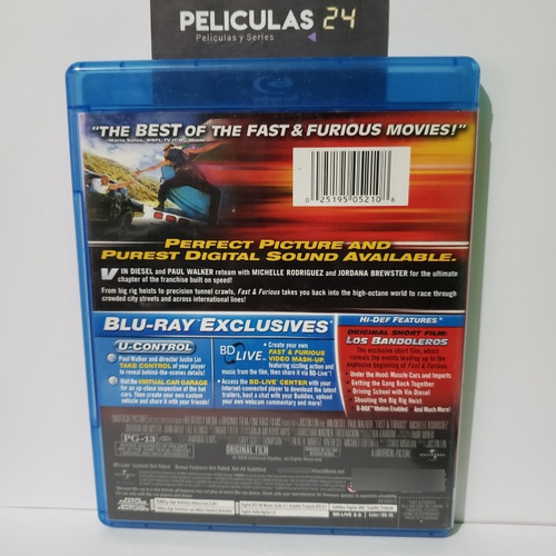 Fast & Furious Iv Rápido Y Furioso 4 Bluray + Dvd + Slipcove (Usado)