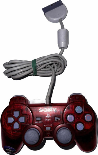 Control Dualshock 1 Ps1 Rojo Transparente Original Funcional (Reacondicionado)