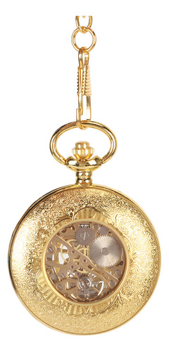 Reloj De Bolsillo Esqueleto Caja Dorada Reloj De Bolsillo