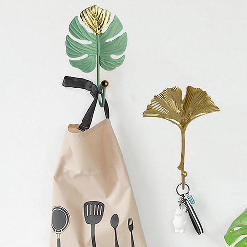 Gancho De Pared Con Diseño De Hoja Dorada De 2 Piezas,