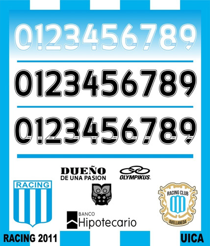 Vectores, Numeros. Camisetas Racing 2011