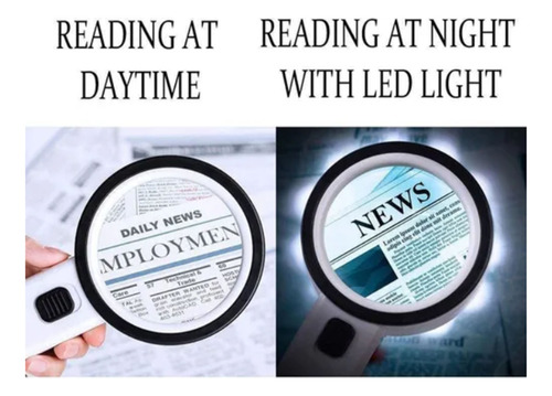 Lupa De Mano Lectura Con Luz Iluminada Portátil De Aumento