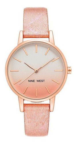 Reloj Mujer Nine West Cristal Mineral 34 Mm Nw/2512rgpk Color de la correa Rosa Color del bisel Rosa dorado Color del fondo Rosa