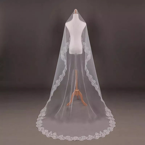 4m Una Capa Mujer Trailing Cathedral Velo De Novia Largo Emb