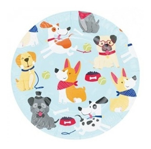 Platos Polipapel Puppys/perritos X 6 Un