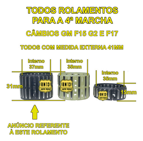 Rolamento Agulha Interno Engrenagem 4 Cobalt Prisma Onix