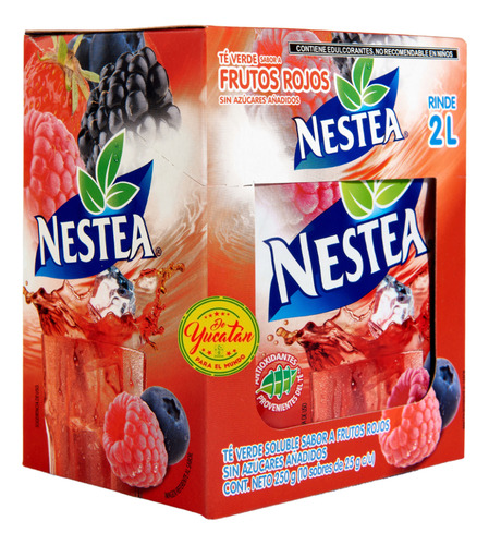 10 Sobres Nestea Té Verde Soluble Sabor Frutos Rojos De 25g