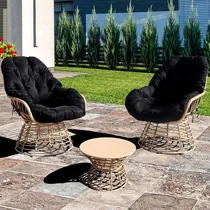 Comprar Juego De Sillas Giratorias Mecedoras Cojin Negro Vixlon