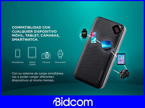 Power Bank Gadnic 25000 Mah Bateria Recargable Celular Usb Color Negro