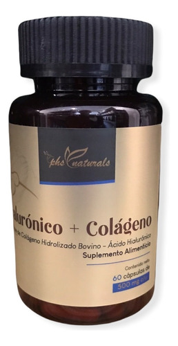 Ácido Hialurónico 300mg + Colagéno + Vitamina C / 60 Caps. Sabor Sin Sabor