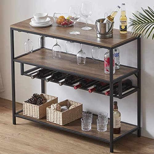 Lvb Wine Rack Table, Moderno Mueble Bar De Vino De Metal Y M