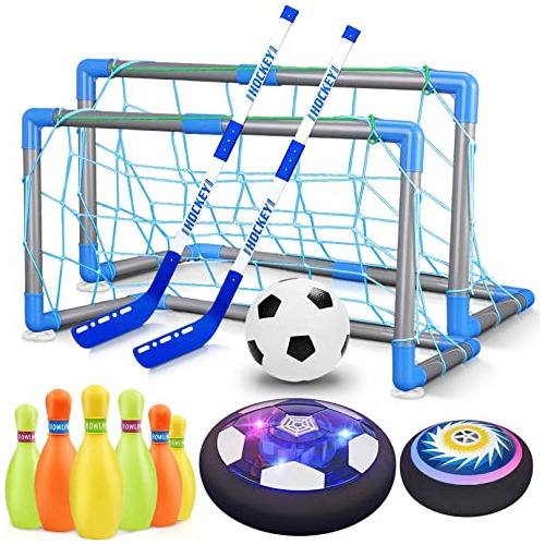 Hoperock 3-in-1 Hover Soccer Ball Hockey Bowling Set, Interi