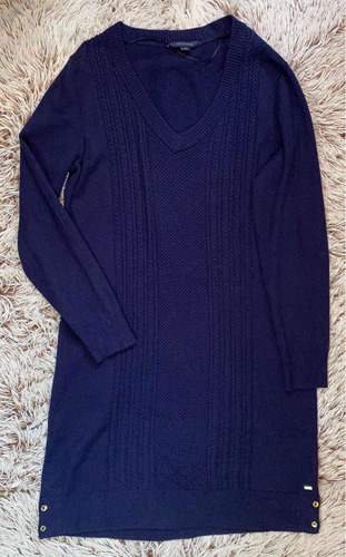 Vestido Casual Tommy Hilfiger Azul Manga Larga Para Mujer Xl