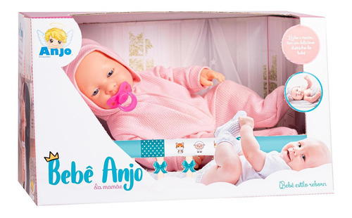 Boneca Bebê Reborn Anjo Com Macacão E Acessórios