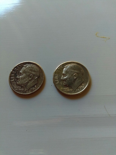 Dos Monedas Dime De Los Estados Unidos Con Errores