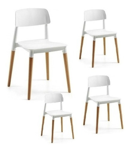 Juego De Sillas Milan X4 Blanca/roble- Muebles Acuario