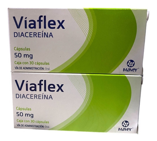 Dos Cajas De Víaflex Diacereína 50 Mg C/30 Caps Maver Sabor Sin sabor