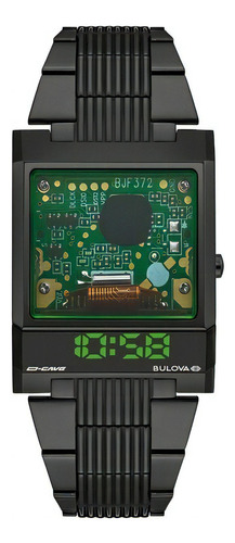 Relógio masculino Bulova Computron D-cave preto 98c140 vintage