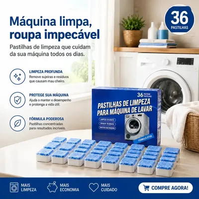 Kit 36 Pastilhas Limpeza Máquina Lavar Roupa E Lavalouça
