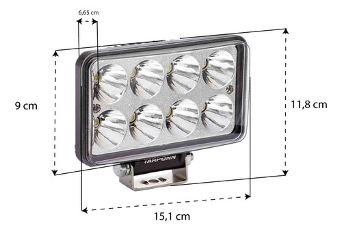Combo Com 2 Faróis Auxiliar Retangular 8 Leds