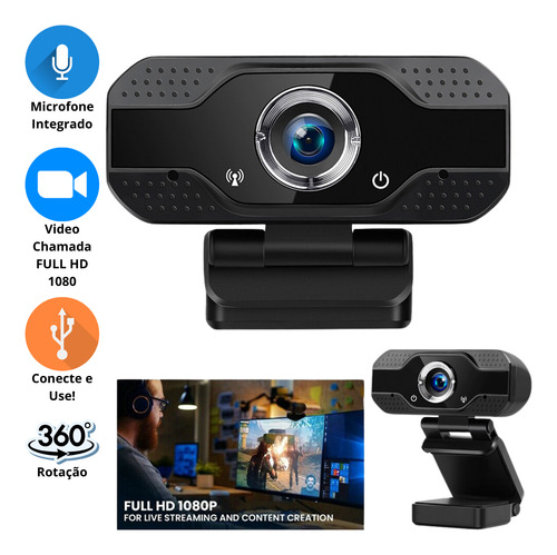 Webcam Para Streaming, Reuniões Online E Aulas Remotas Full Preto