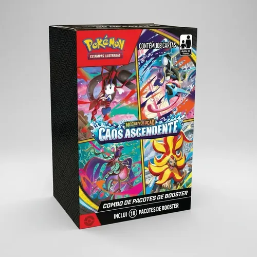 Pokémon Combo Booster 18 Pacotes Caos Ascendente Me04 Português