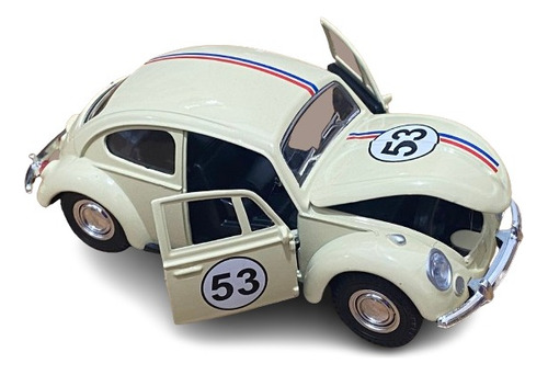 Carrinho Fusca Herbie - Beetle Bege 1/32 - Ferro E Fricção