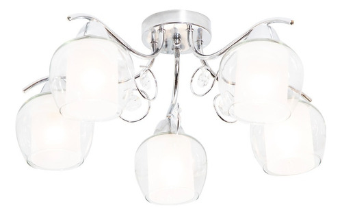 Lámpara De Techo Modern Luxe Plateada E14 40w 5 Luces Color Blanco Lumimexico 23216-4