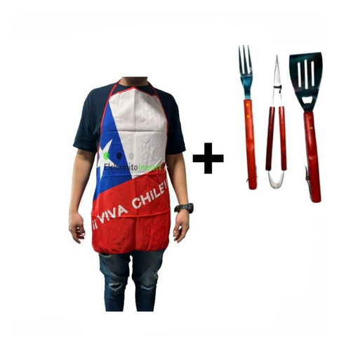 Pack Delantal Dieciochero + Set Parrillero Fiestas Patrias