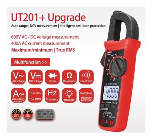 Multimetro Uni-t Ut201+ Amperimetro De Tenaza